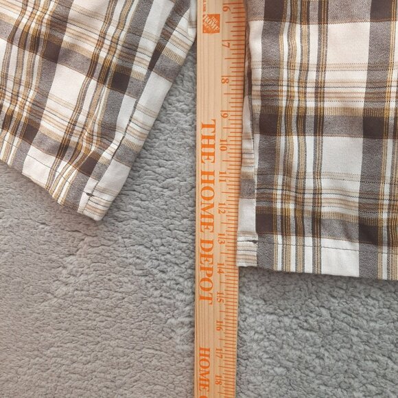 Old Skool Men's 90's Y2K hip hop Urbanwear Baggie Brown tan plaid Shorts Size 50 - Picture 10 of 10